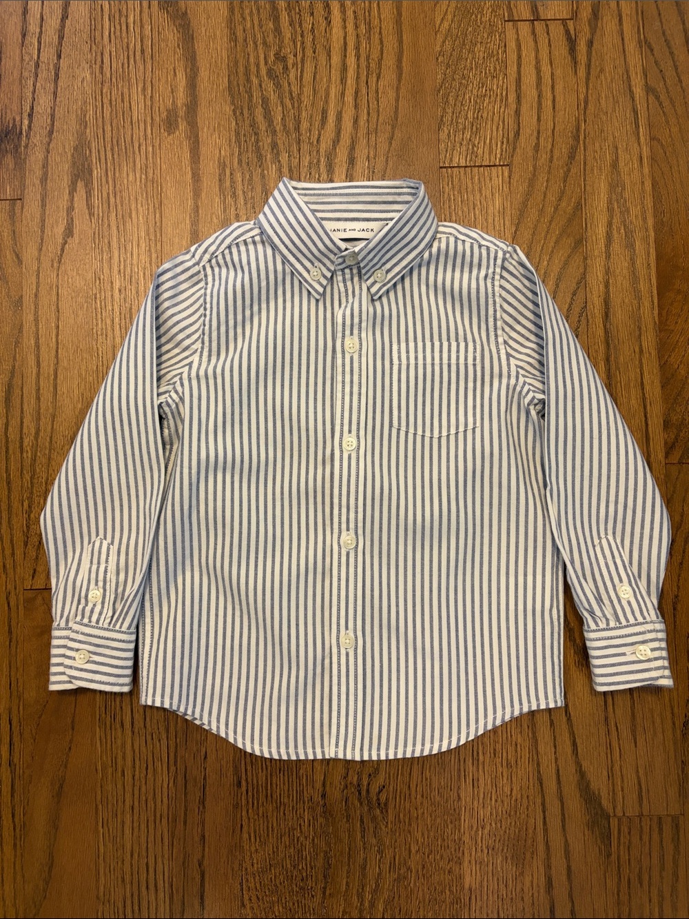 Toddler Boys Janie and Jack Blue and White Striped Button-Down Shirt